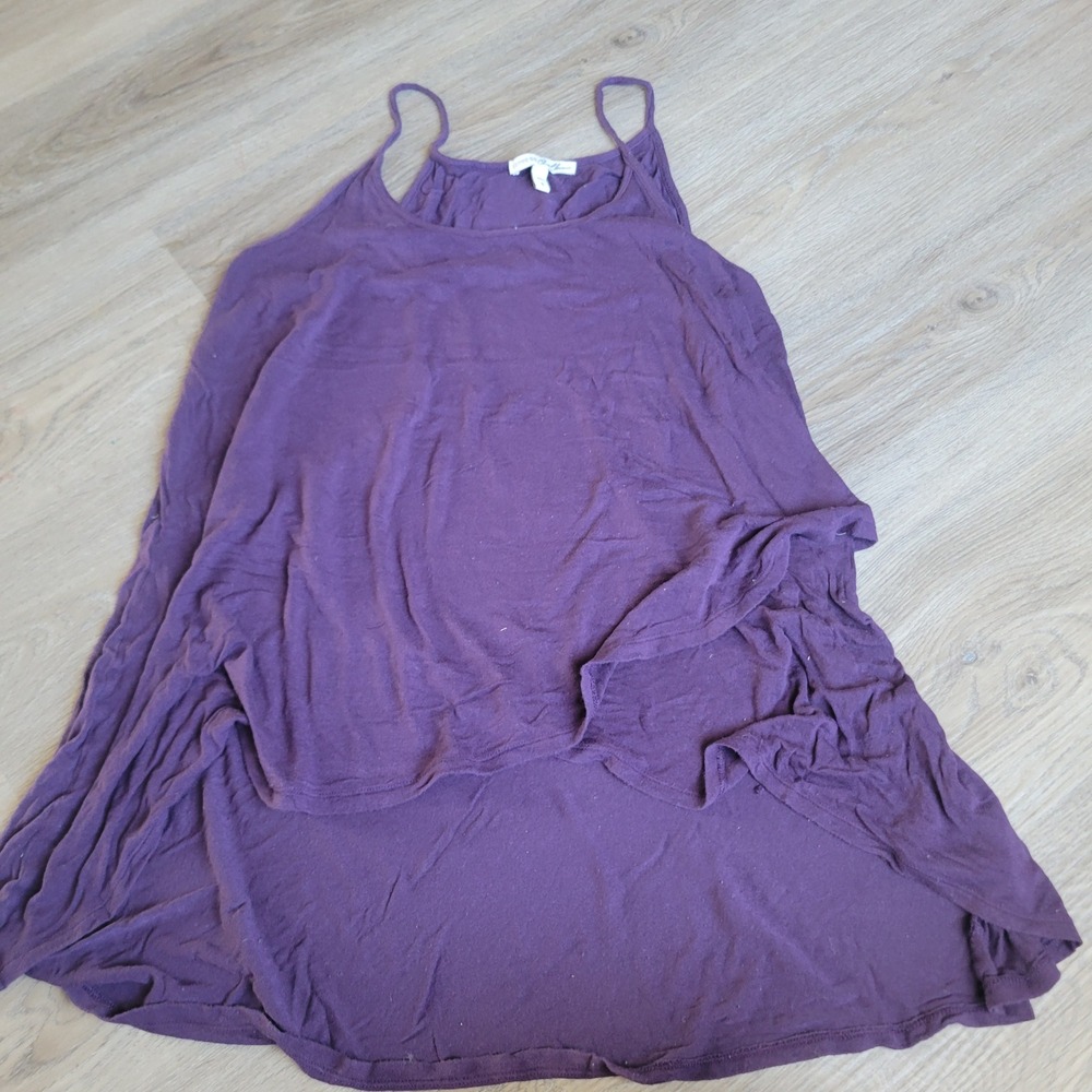 Express Women Tank Top Large Purple Rayon High Low Casual Flowy Y2K
